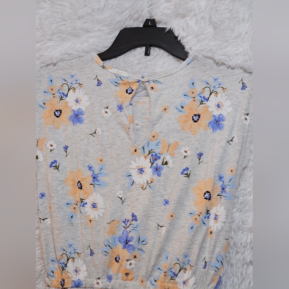 Carter's Floral Romper Set - Gray and Yellow Floral Girls Size 12 - Picture 13 of 14